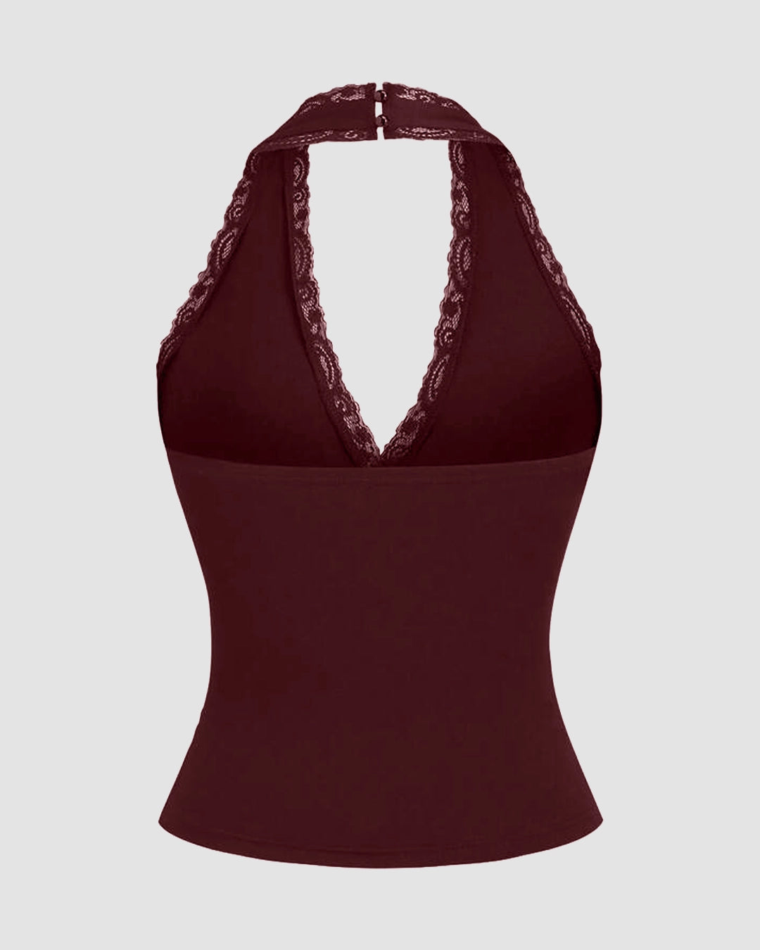 Maroon Halter Neck Lace Sleeveless Top - Littlebox India