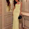 Halter Tie Bow Knot Maxi Dress in Vanilla Front View for Women | Littlebox India