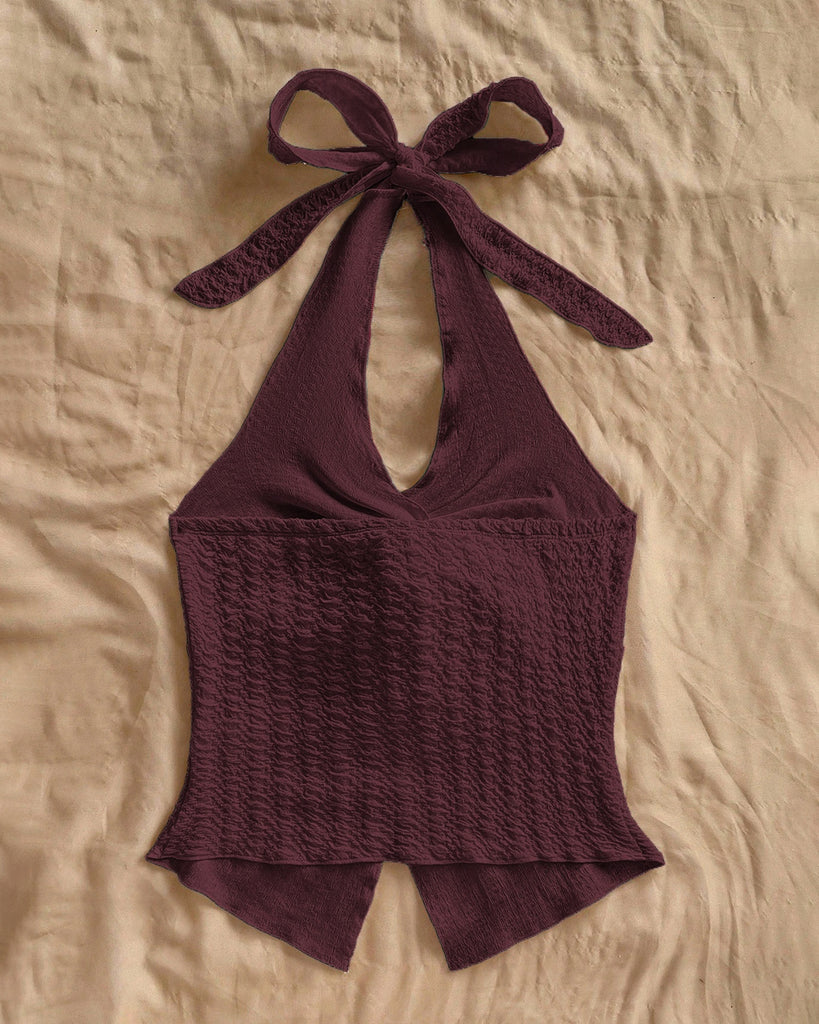 Maroon Halter Tie Knot Backless Camisole Top – Littlebox India