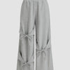 High-Rise Tie-Bow Cutout Wide Leg Pants in Mélange Front View For Women | Littlebox India