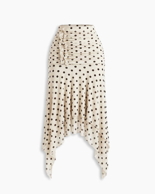 High-Waisted Ruched Tiered Asymmetrical Hem Skirt Front View For Women | Littlebox India