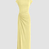 High Neck Bodycon Dress in Yellow Front View for Women | Littlebox India