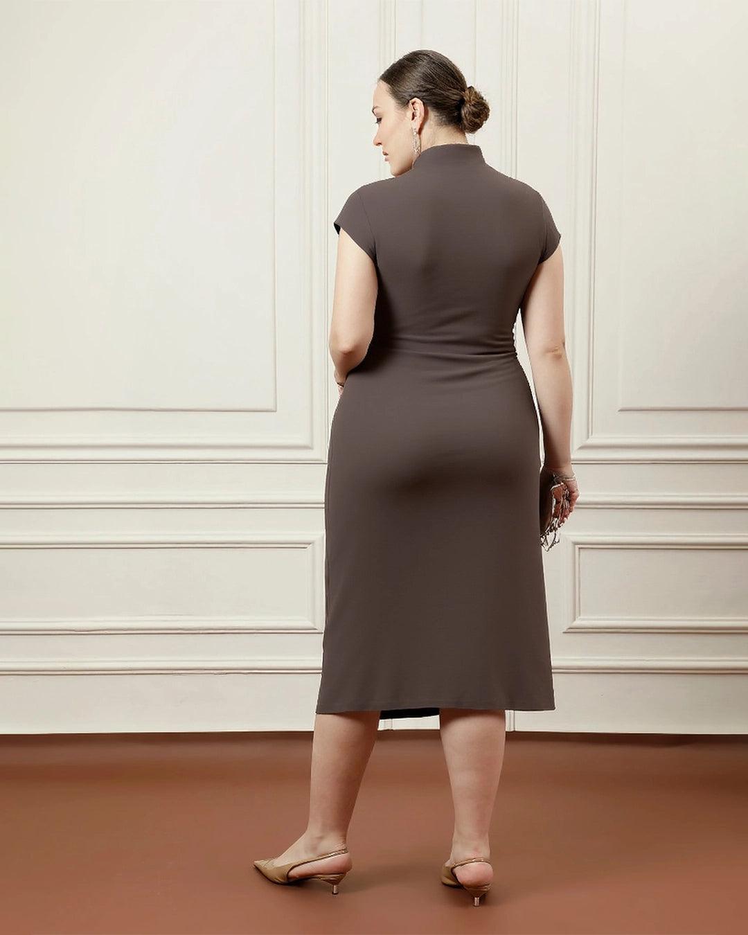Evening Gown Plus Size Ruched Maxi Dress High Neck Twist Ruched Split Maxi Dress Curve Plus In Coco Brown Evening Gown Plus Size Ruched Maxi Dress High Neck Twist Ruched Split Maxi Dress Curve Plus In Coco Brown