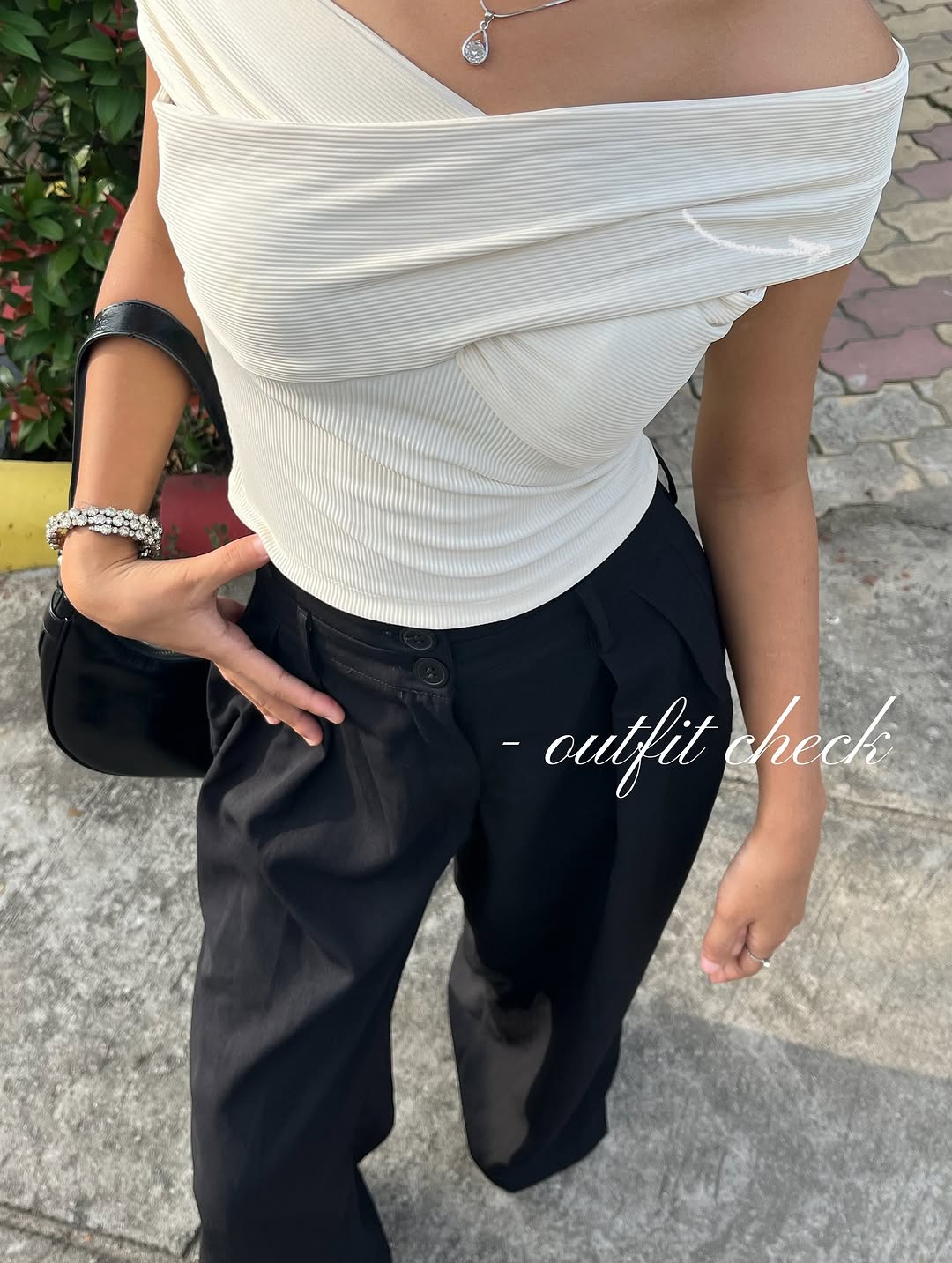 Customer photo 1 of High Waist Pleated Trousers In Black