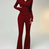 Hugged Fit Sporty Set With Zippered Hoodie In Burgundy Front View For Women | Littlebox India