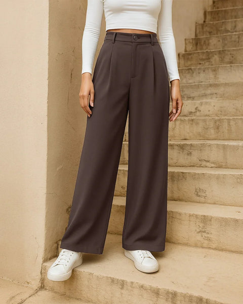 Korean Style Trousers with Baggy Fit In Dark Chocolate On Model | Littlebox India