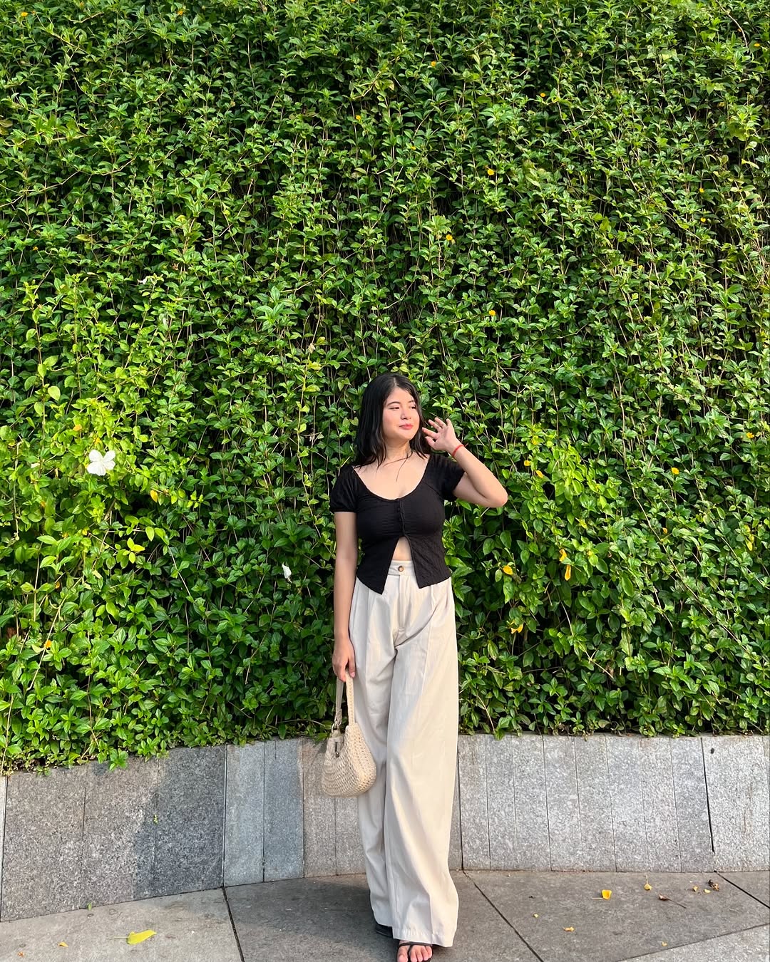 Customer photo 2 of Korean Style Trousers with Baggy Fit In Off-White