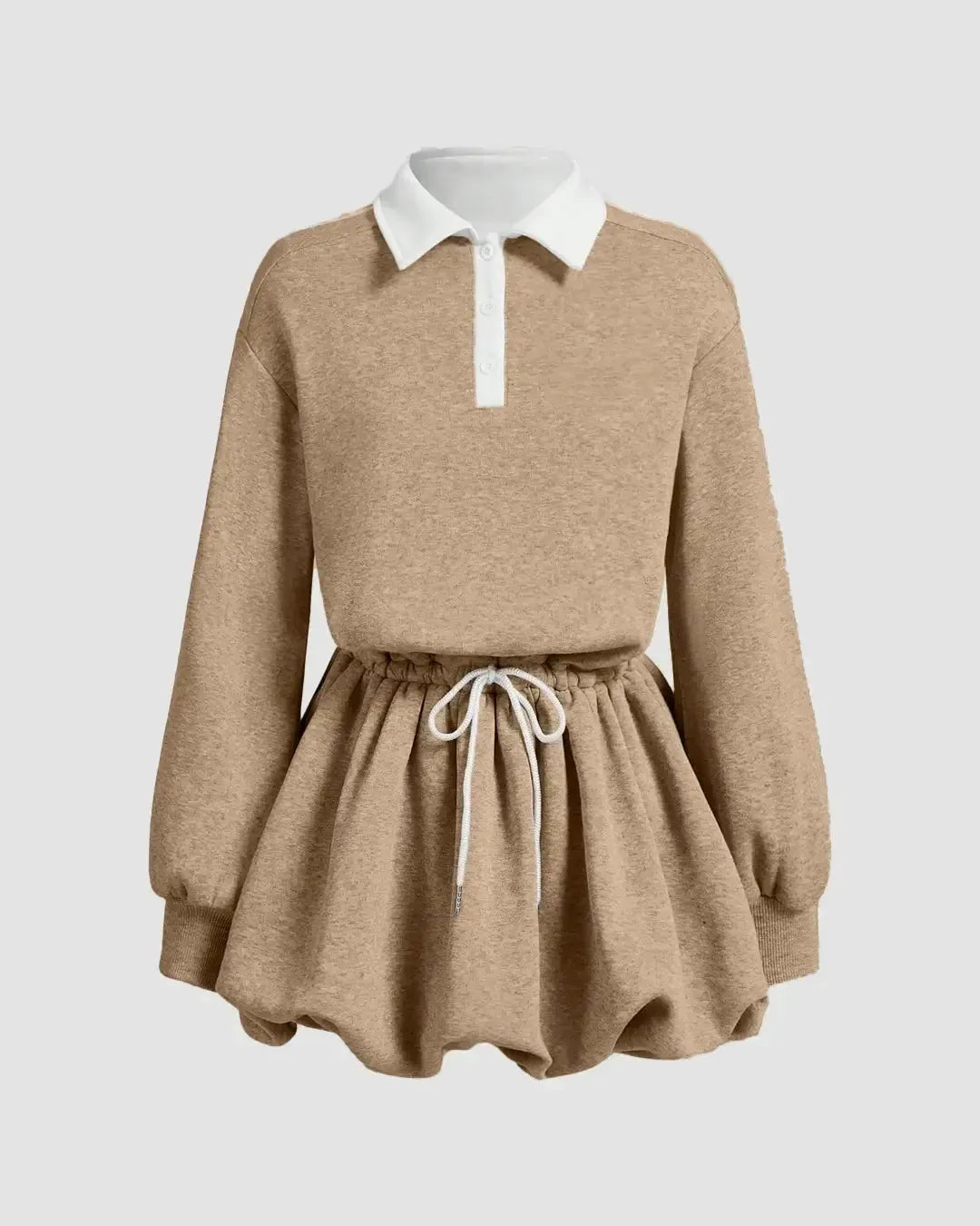 Amazon Peter Pan Collar Dress Long Sleeve Sports Bud-Shaped Bubble