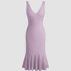 Lilac Sleeveless Fishtail Hem Bodycon Dress Front View for Women | Littlebox India