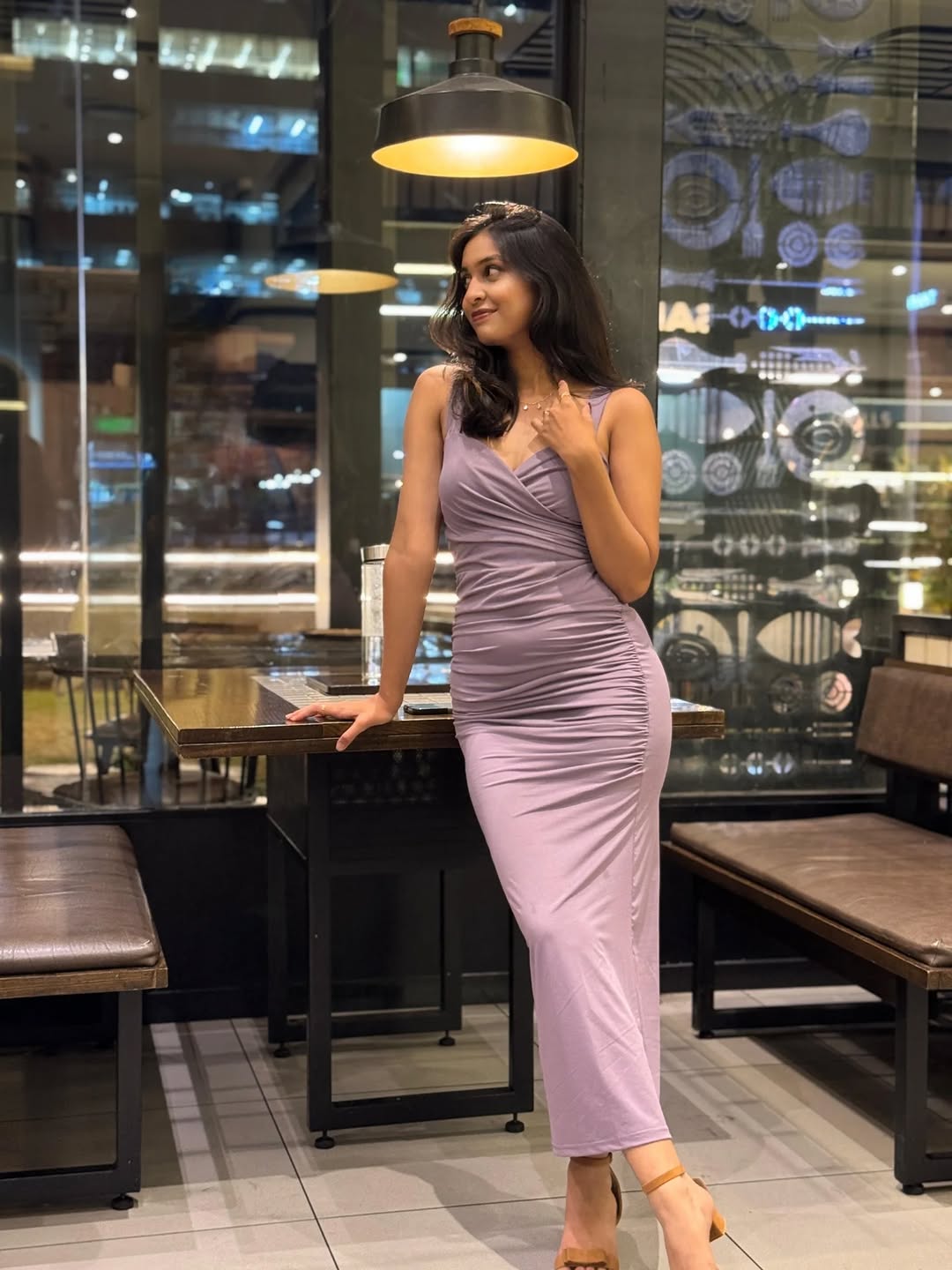 Customer photo 3 of Lilac V-Neck Fishtail Midi Dress