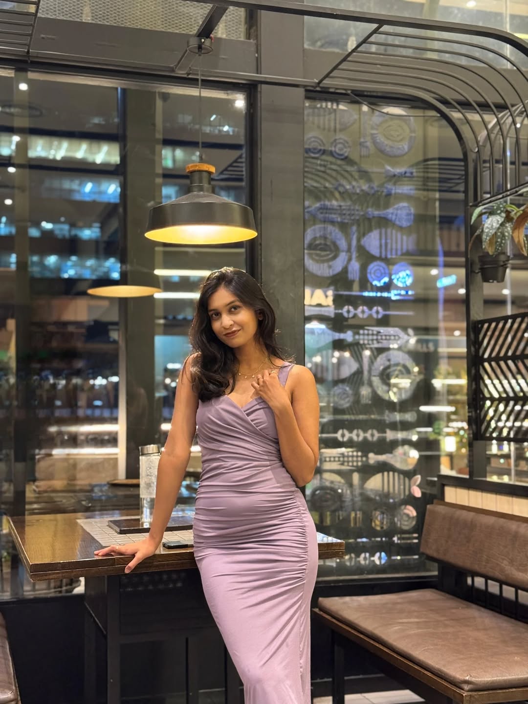 Customer photo 2 of Lilac V-Neck Fishtail Midi Dress