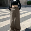 Loose Fit Pocket Straight Leg Cargo Pants In Grey Front View For Women | Littlebox India
