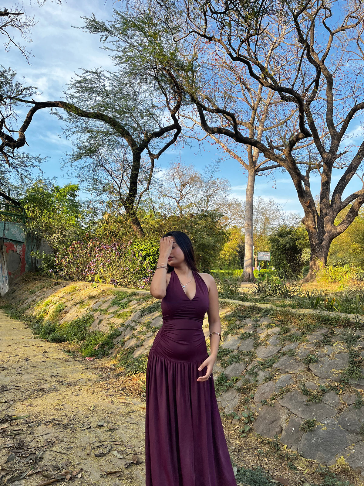 Maroon Flared Halter Tie Maxi Dress Littlebox India Maroon Flared Halter Tie Maxi Dress Littlebox India