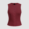 Maroon Ribbed Button-Down Sleeveless Top Front View For Women | Littlebox India