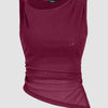 Maroon Ruched Side Asymmetric Hem Tank Top Front View For Women | Littlebox India