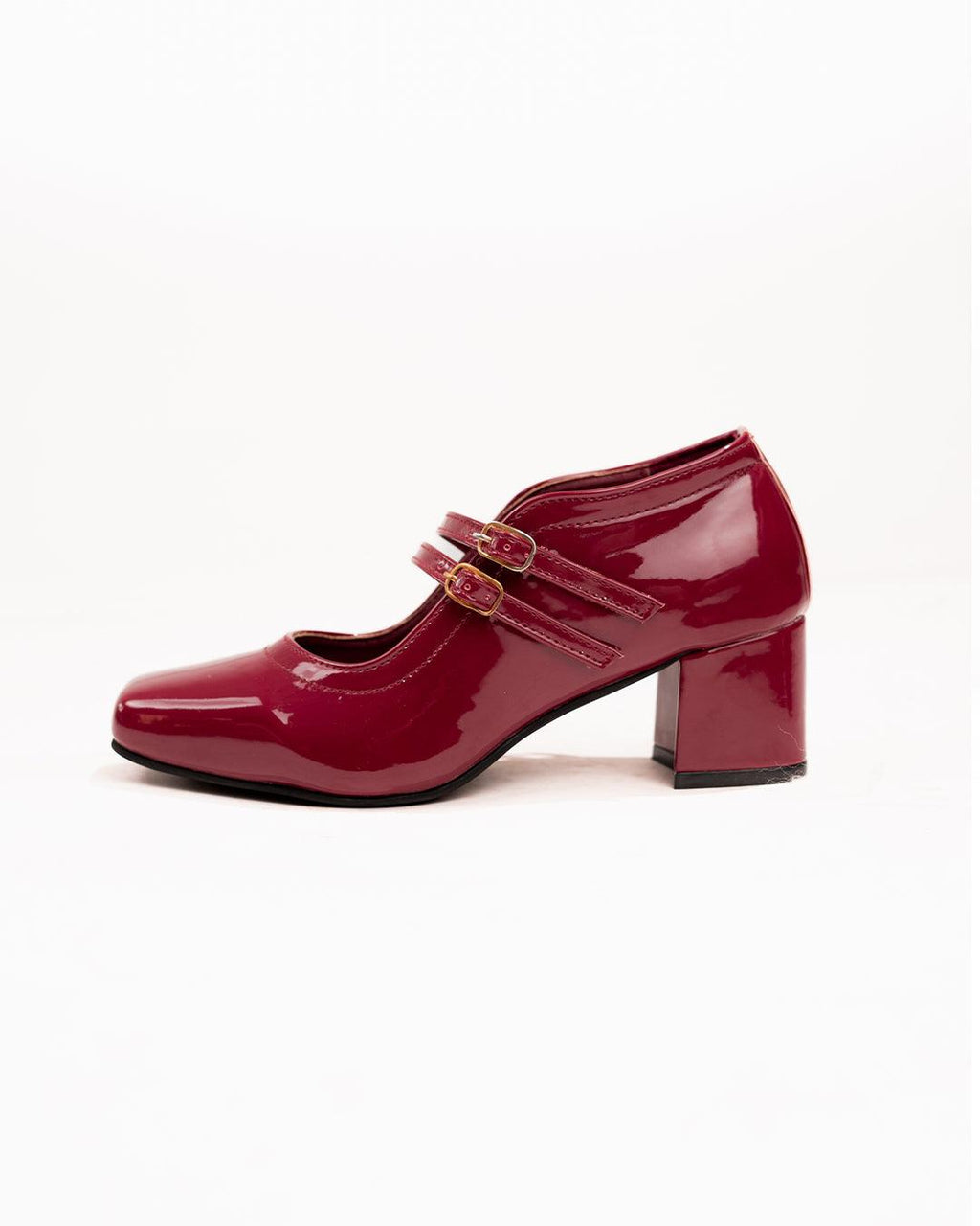 Mary Jane Pumps Two Strap Square Toe Chunky Block Heel Shoes