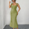 Mesh Fairy Tassel Mermaid Dress Curve & Plus in Herbal Green Front View for Women | Littlebox India
