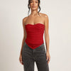 Mesh Strapless Corset Top In Red