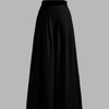 Mid-Rise Woven Black Wide-Leg Pleated Trousers Without Belt Front View for Women | Littlebox India