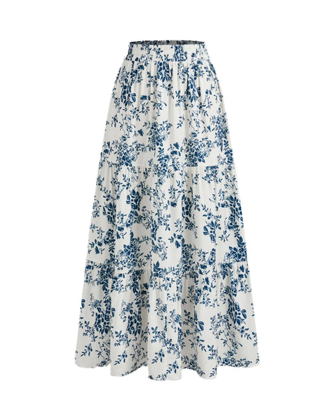 Mid Rise Solid Knotted Blue Maxi Skirt Front View for Women | Littlebox India