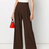 Women wearing Mid Rise Solid Pocket Straight Leg Trousers In Coco Brown