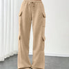Minimal Brown Women's Cargo Trousers With Side Pockets and Drawstring Waist Front View For Women | Littlebox India