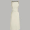 Minimal Cowl Neck Bodycon Dress in Beige Front View for Women | Littlebox India