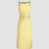 Minimal Cowl Neck Bodycon Dress in Vanilla Front View for Women | Littlebox India