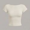 Minimalist Backless Short Sleeve Crop Top in Milky White Front View for Women | Littlebox India