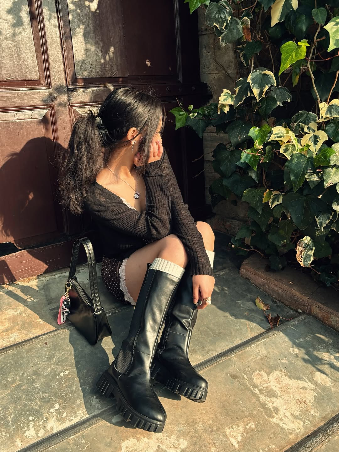 Customer photo 2 of Motorcycle Side Zipper Chunky Sole Knee Boots