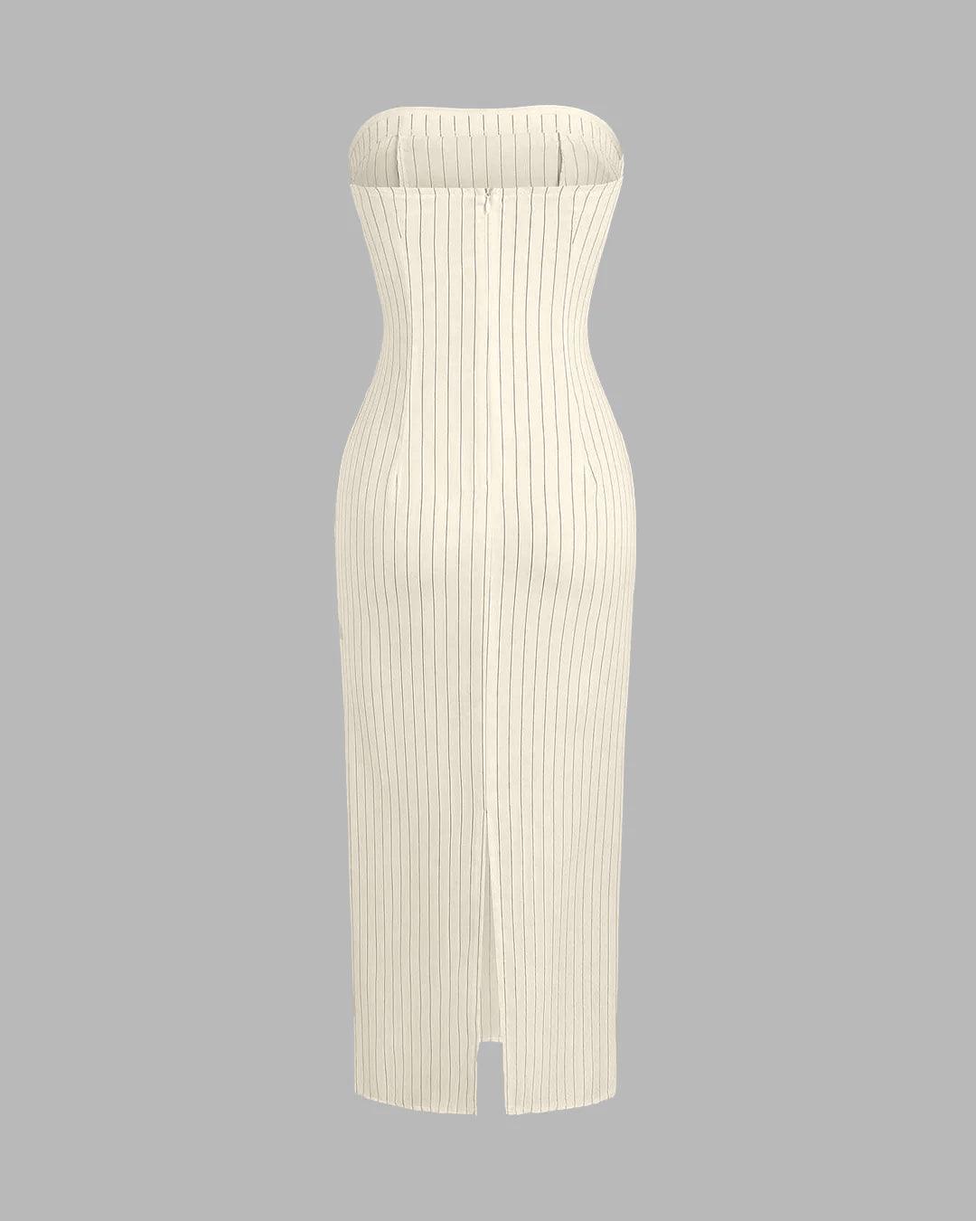 スーツ・フォーマル・ドレス pinstripe sleeveless bustier dress