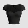 Sweetheart Neck Sheer Cap Sleeve Top in Black