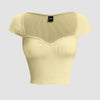 Sweetheart Neck Sheer Cap Sleeve Top in Vanilla