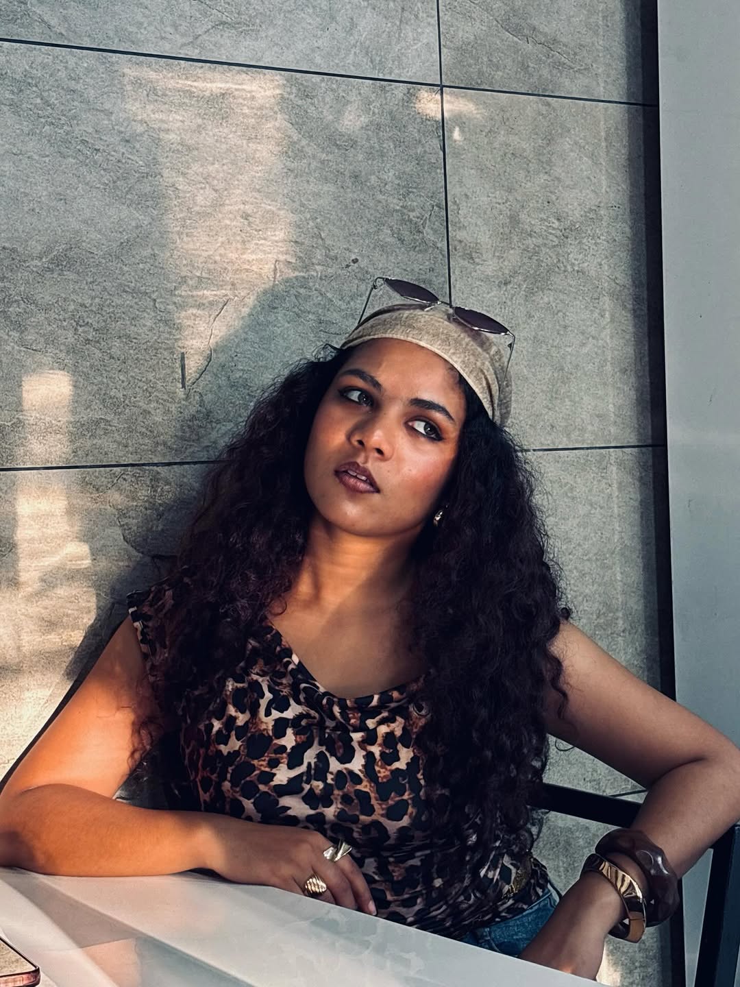 Customer photo 1 of Off-Shoulder Leopard Print Fitted Stylish Draped Design Top