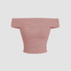 Off-Shoulder Ruched Crop Top In Rose Front View For Women | Littlebox India