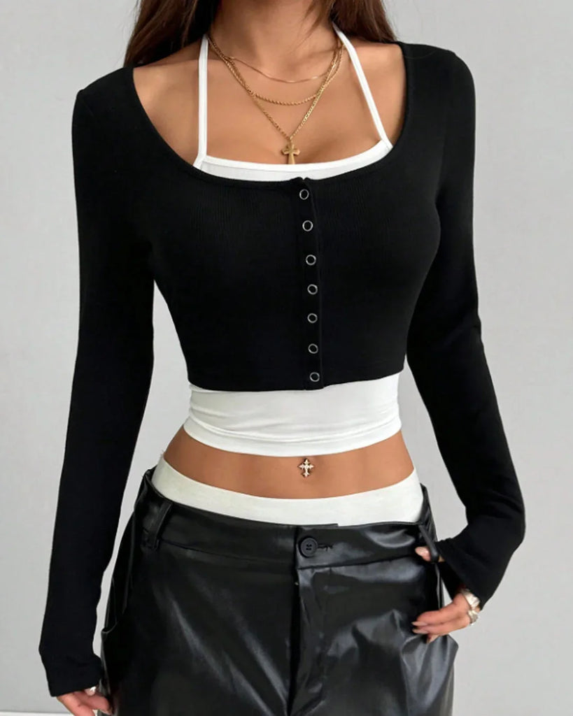 Black Off-Shoulder Ruched Crop Top - Littlebox India