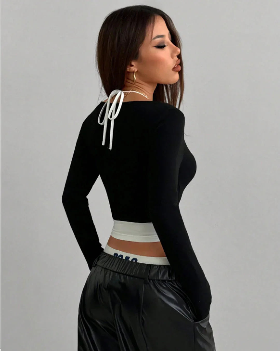 Black Off-Shoulder Ruched Crop Top - Littlebox India