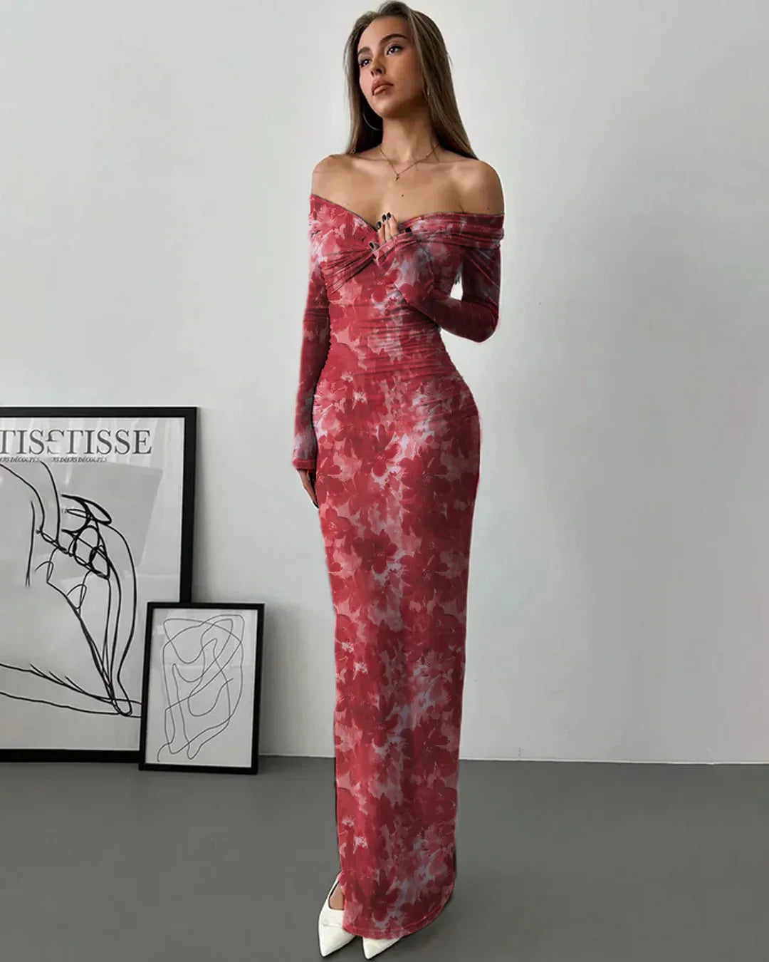 Floral Print Off Shoulder Ruched Mesh Bodycon Dress | Littlebox India Floral Print Off Shoulder Ruched Mesh Bodycon Dress | Littlebox India