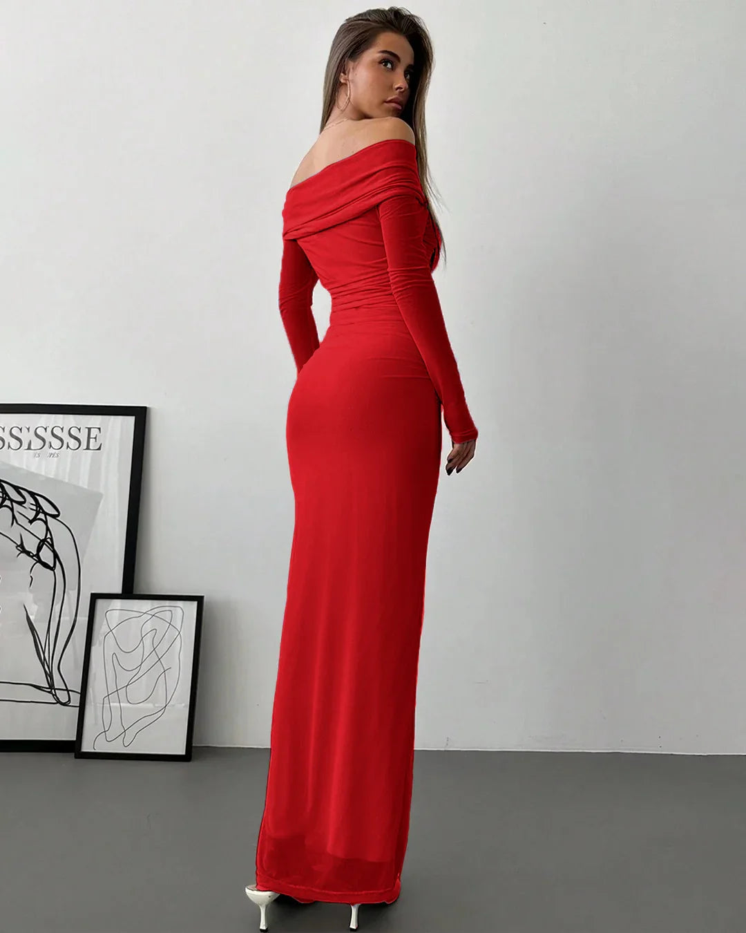 Ruched Fitted Dress With Long Sleeve - Littlebox India Ruched Fitted Dress With Long Sleeve - Littlebox India