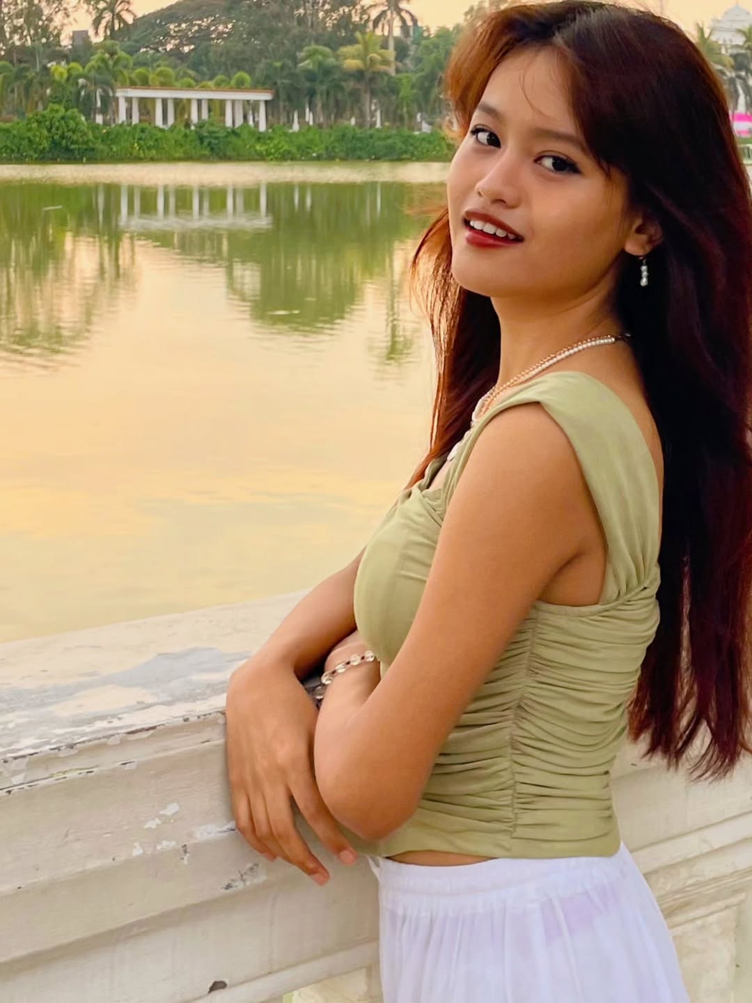 Customer photo 1 of Off Shoulder Ruched Textured Solid Crop Top in Green