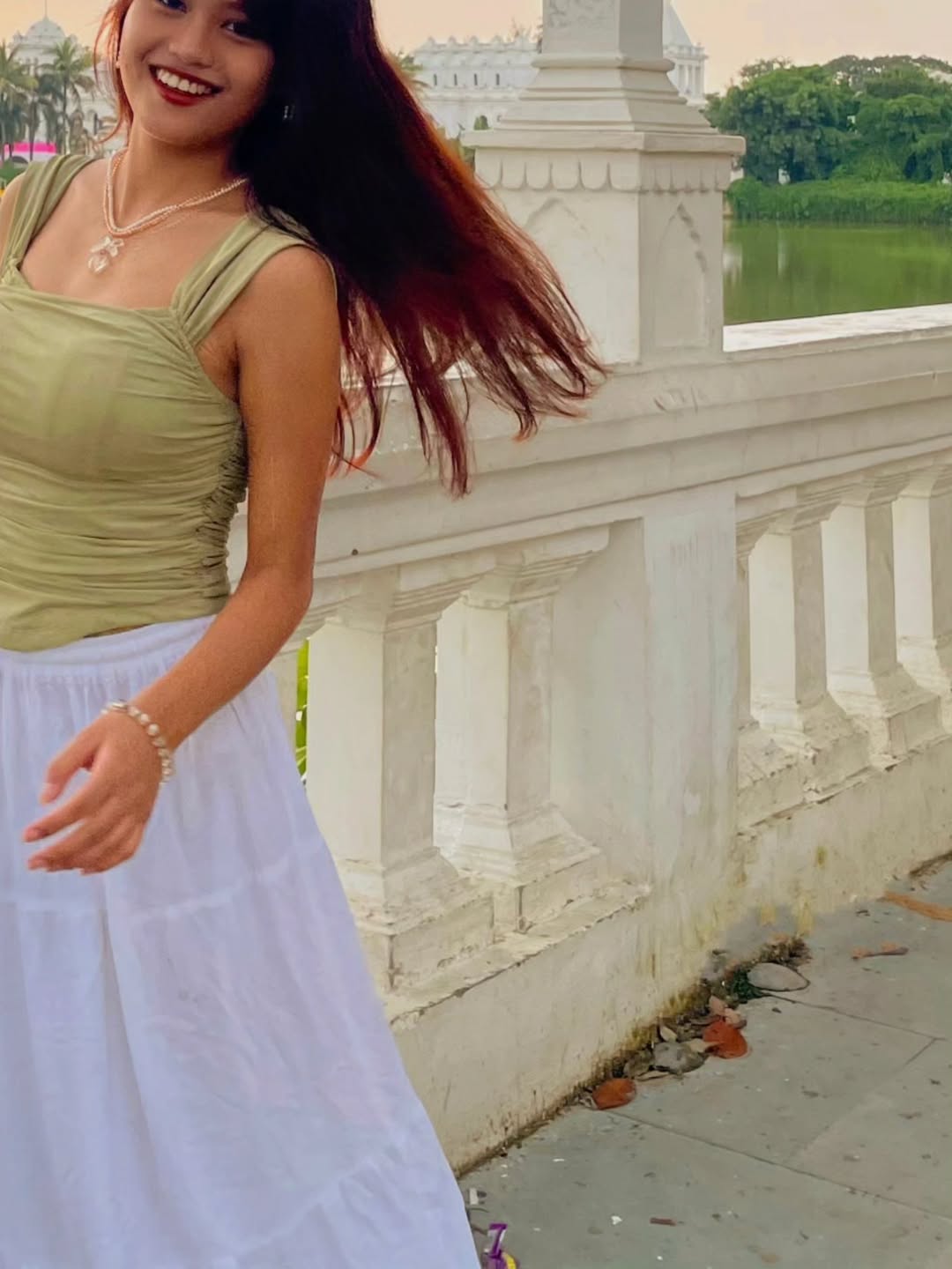 Customer photo 2 of Off Shoulder Ruched Textured Solid Crop Top in Green