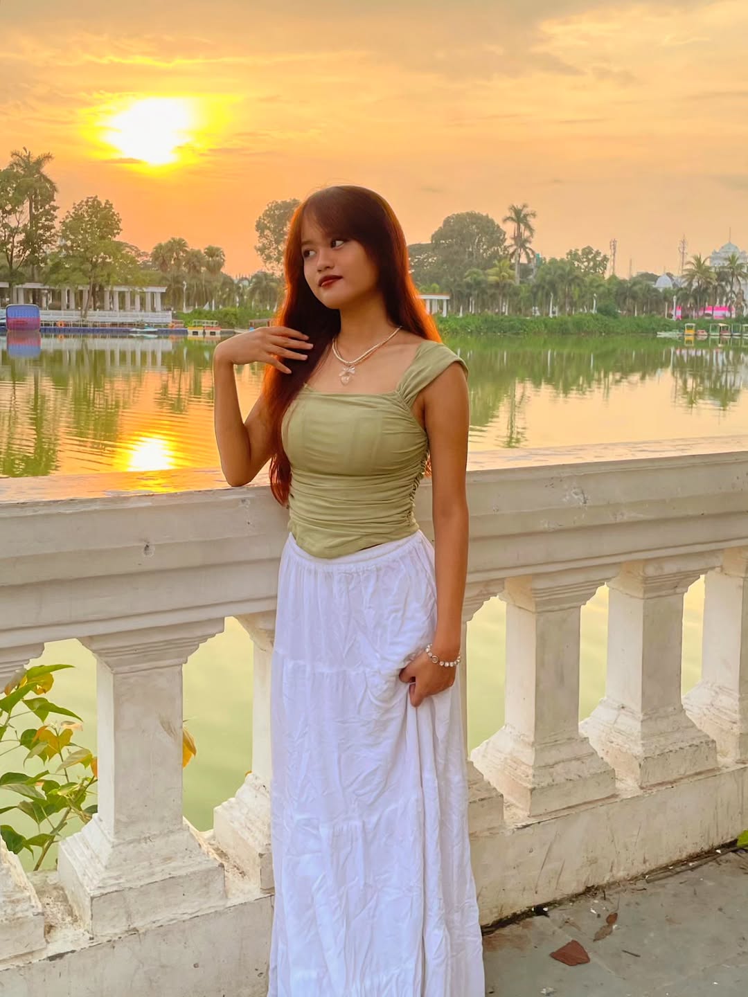 Customer photo 3 of Off Shoulder Ruched Textured Solid Crop Top in Green