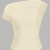 One Shoulder Ruched Asymmetrical Top in Beige Front View For Women | Littlebox India