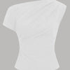 One Shoulder Ruched Asymmetrical Top in White Front View For Women | Littlebox India