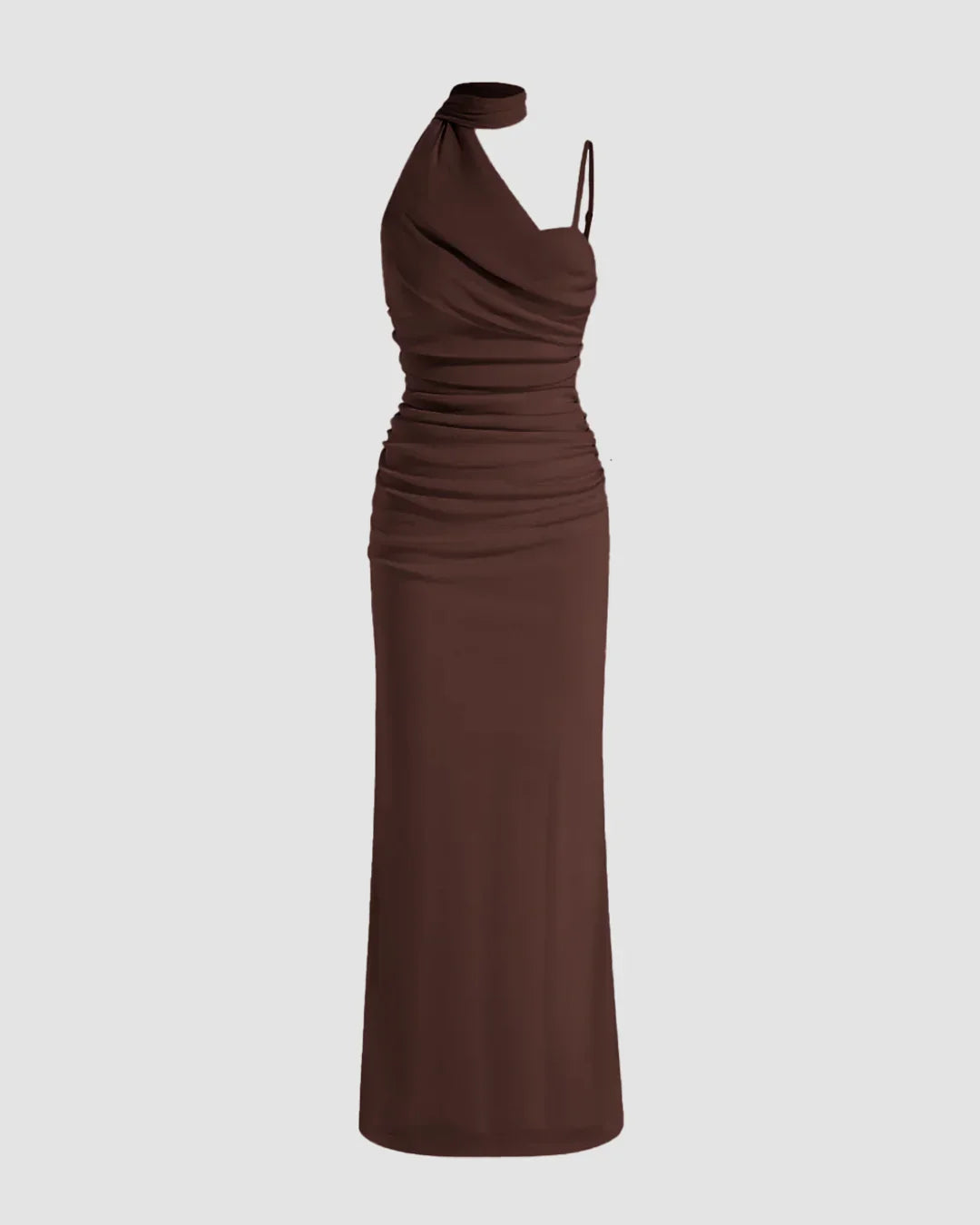 Reiss Store Reiss Aerin One Shoulder Ruched Bodycon Maxi Dress In Coco