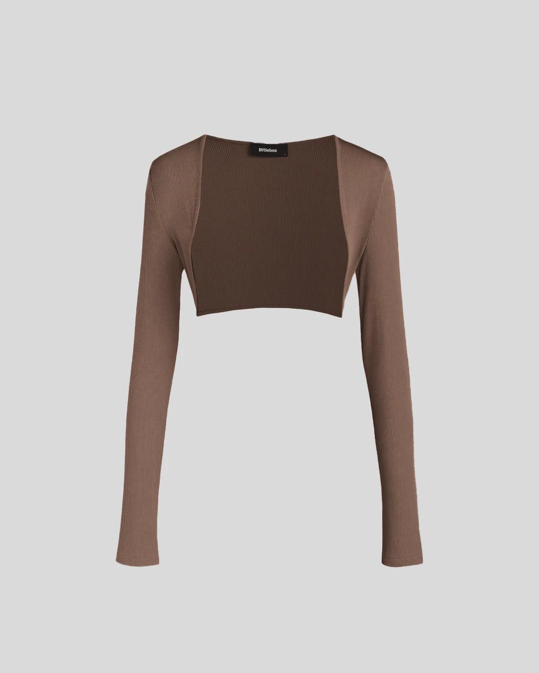 Two Piece Elegant Bodycon Dress With Shrug In Brown Two Piece Elegant Bodycon Dress With Shrug In Brown