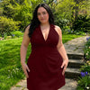 Collared Halter A-Line Mini Dress Curve and Plus in Burgundy