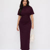 Ruched Boat Neck Dress Curve and Plus in Deep Wine
