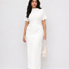 Ruched Boat Neck Dress Curve and Plus in Classic White