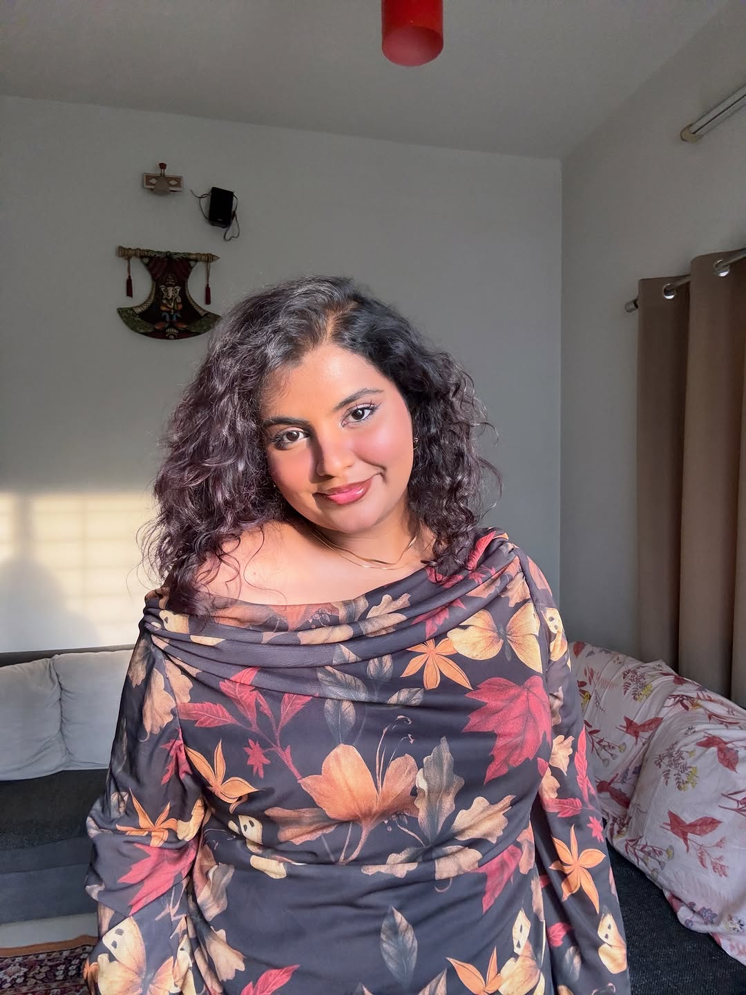 Customer photo 3 of Leaf Print Long Sleeve Off Shoulder Top Curve & Plus